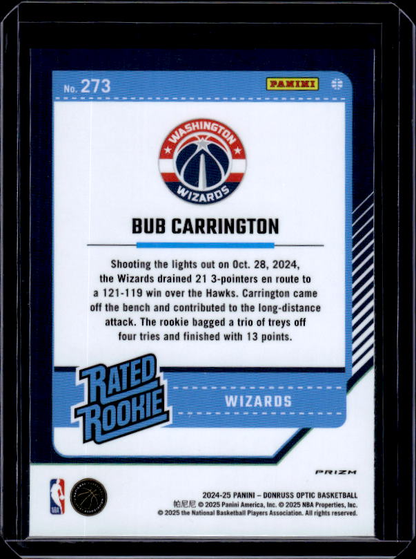 2024-25 Donruss Optic #273 Bub Carrington Holo