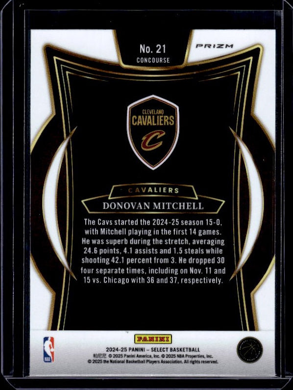 2024-25 Panini Select #21 Donovan Mitchell Red Cracked Ice Prizm