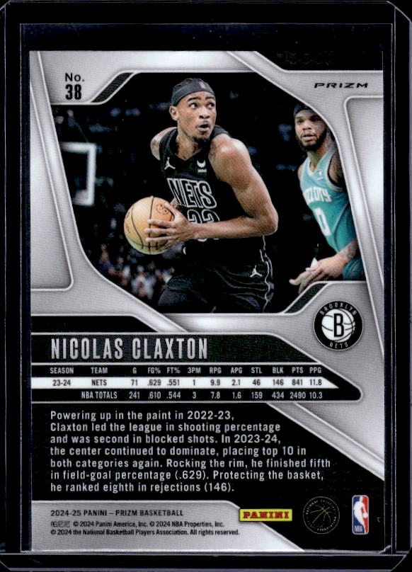 2024-25 Panini Prizm #38 Nicolas Claxton Prizms Green Wave