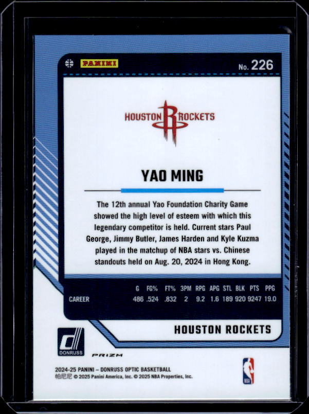 2024-25 Donruss Optic #226 Yao Ming Holo