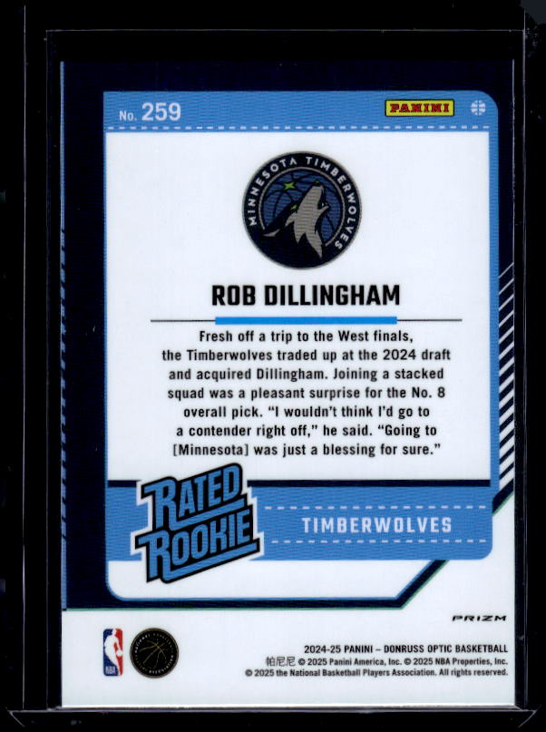 2024-25 Donruss Optic #259 Rob Dillingham Holo