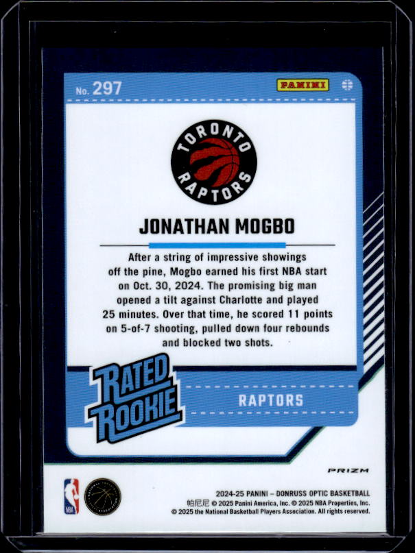 2024-25 Donruss Optic #297 Jonathan Mogbo Purple