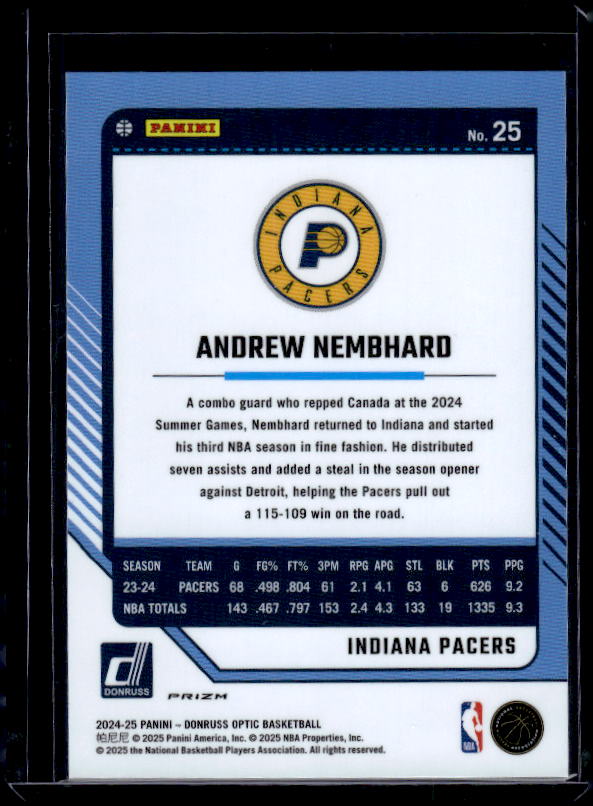 2024-25 Donruss Optic #25 Andrew Nembhard Holo