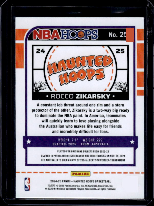 2024-25 Hoops Haunted Hoops #25 Rocco Zikarsky Extended