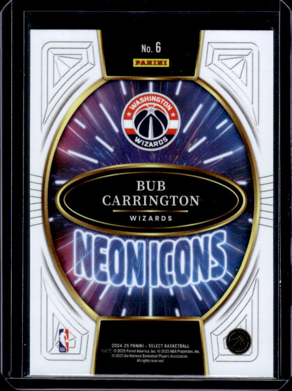 2024-25 Panini Select #6 Bub Carrington Neon Icons