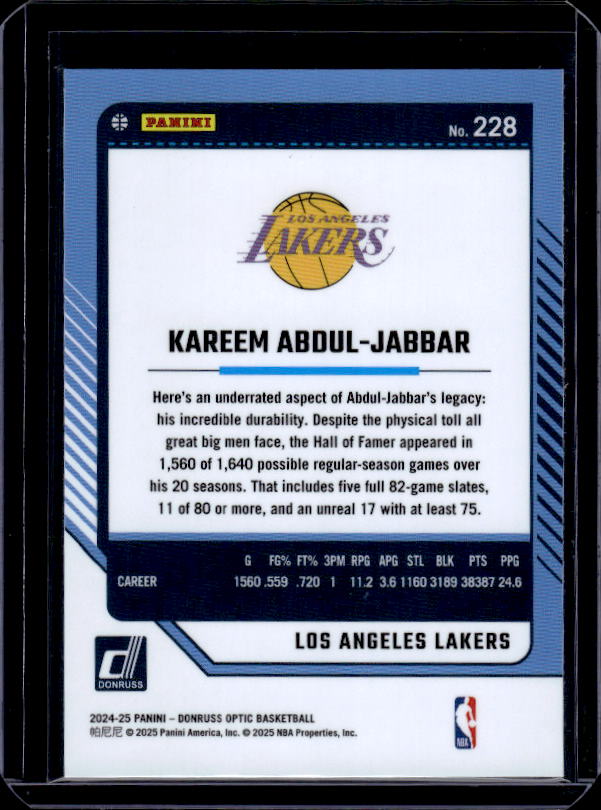 2024-25 Donruss Optic #228 Kareem Abdul-Jabbar