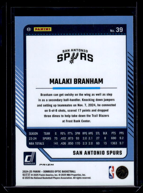 2024-25 Donruss Optic #39 Malaki Branham Holo