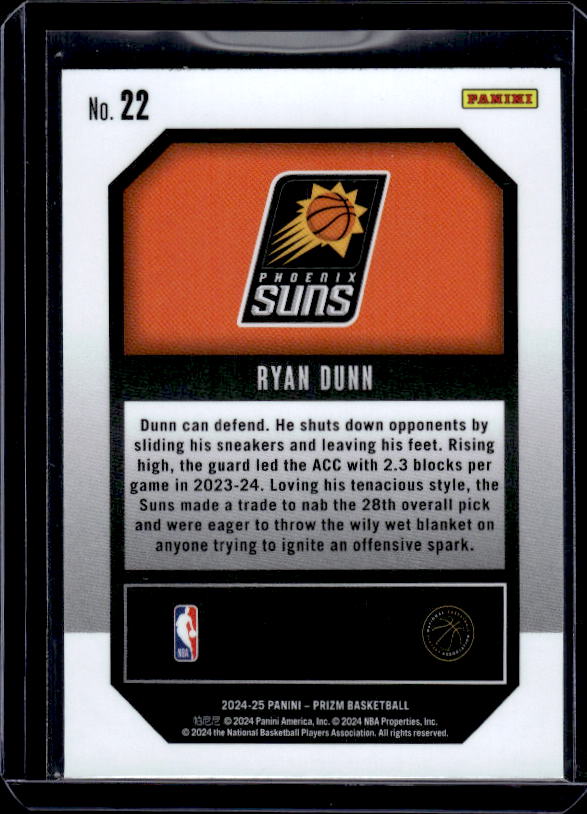 2024-25 Panini Prizm #22 Ryan Dunn Emergent