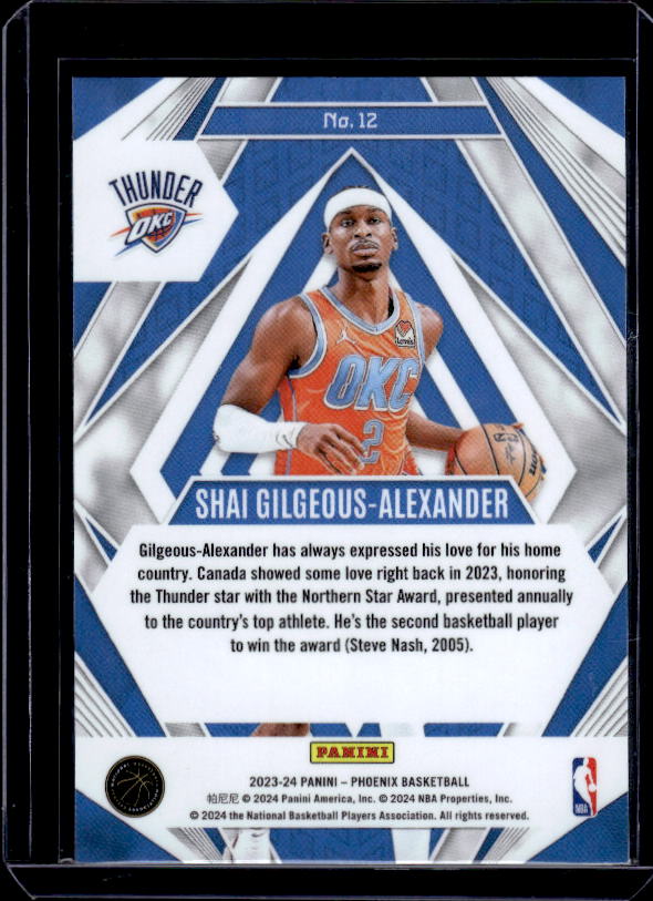 2023-24 Panini Phoenix #12 Shai Gilgeous-Alexander Paragon