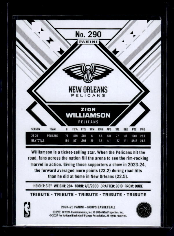 2024-25 Hoops #290 Zion Williamson