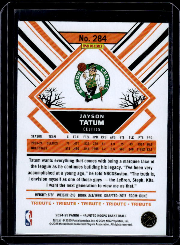 2024-25 Hoops Haunted Hoops #284 Jayson Tatum