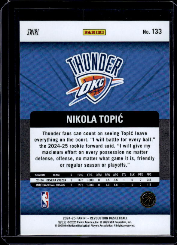 2024-25 Panini Revolution #133 Nikola Topic Red Swirl