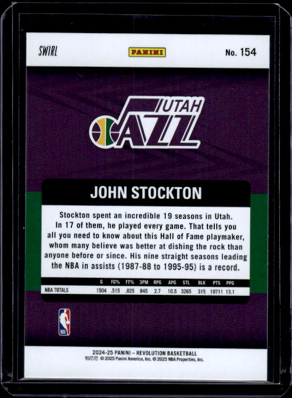 2024-25 Panini Revolution #154 John Stockton Red Swirl