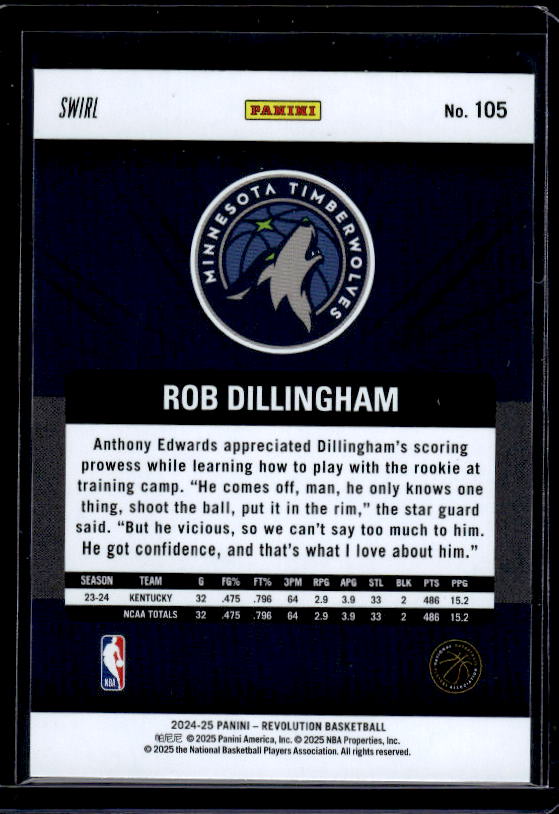 2024-25 Panini Revolution #105 Rob Dillingham Red Swirl