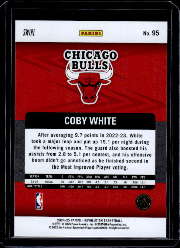 2024-25 Panini Revolution #95 Coby White Red Swirl
