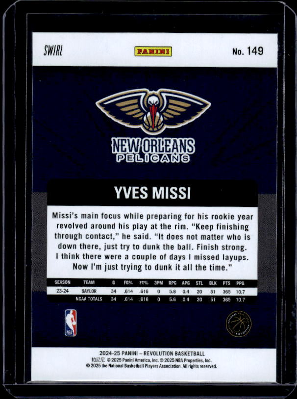 2024-25 Panini Revolution #149 Yves Missi Red Swirl