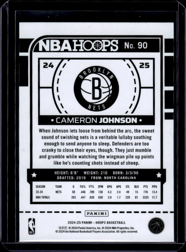 2024-25 Hoops #90 Cameron Johnson Purple