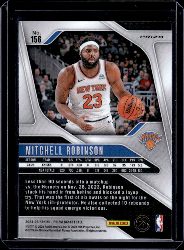 2024-25 Panini Prizm #156 Mitchell Robinson Prizms Green