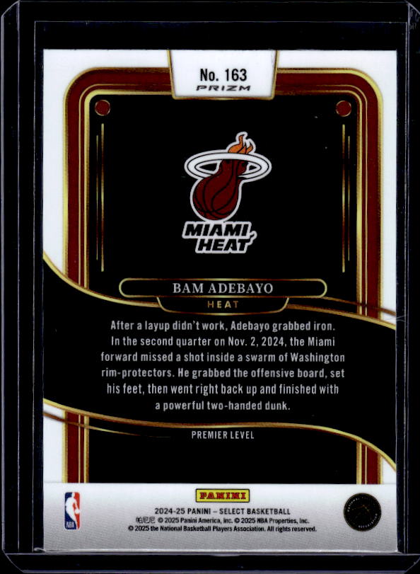 2024-25 Panini Select #163 Bam Adebayo Blue Prizm