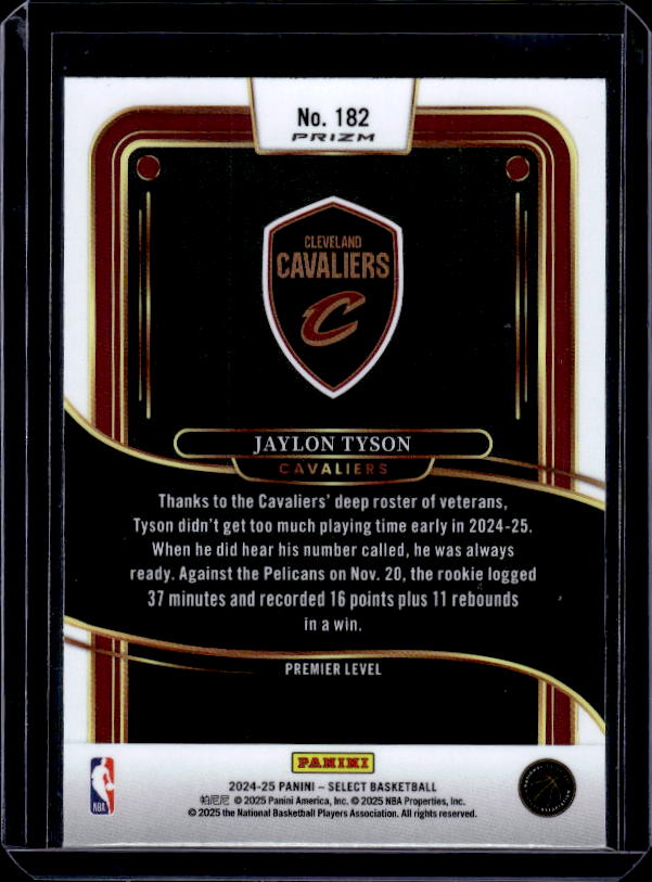 2024-25 Panini Select #182 Jaylon Tyson Red Cracked Ice Prizm