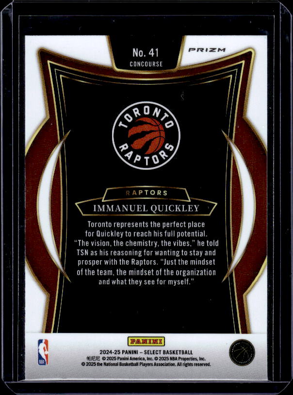 2024-25 Panini Select #41 Immanuel Quickley Red Cracked Ice Prizm