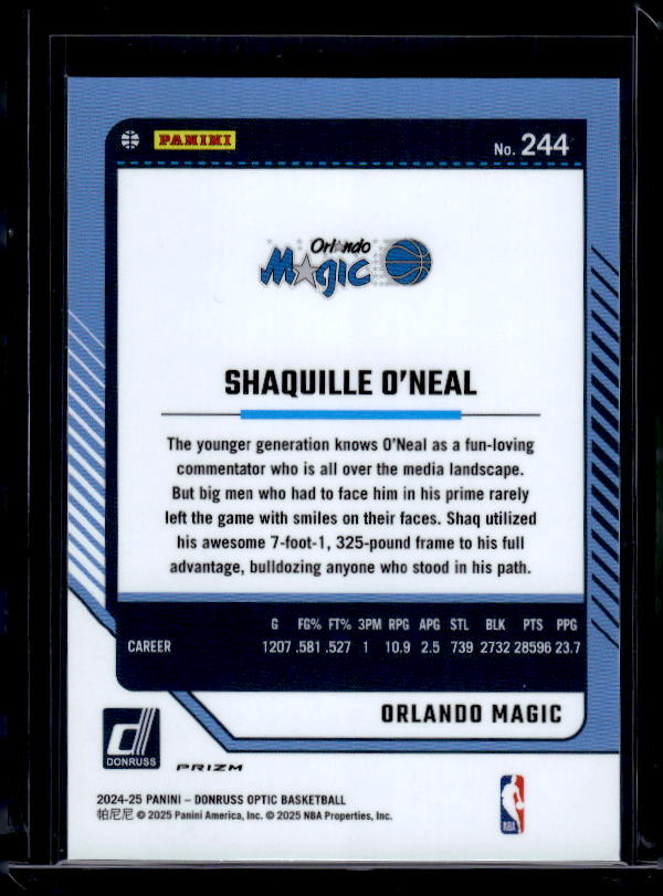 2024-25 Donruss Optic #244 Shaquille O'Neal Purple