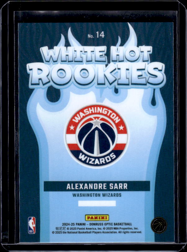 2024-25 Donruss Optic #14 Alexandre Sarr White Hot Rookies