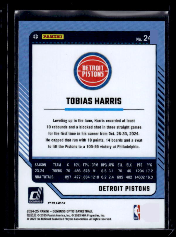 2024-25 Donruss Optic #24 Tobias Harris Purple