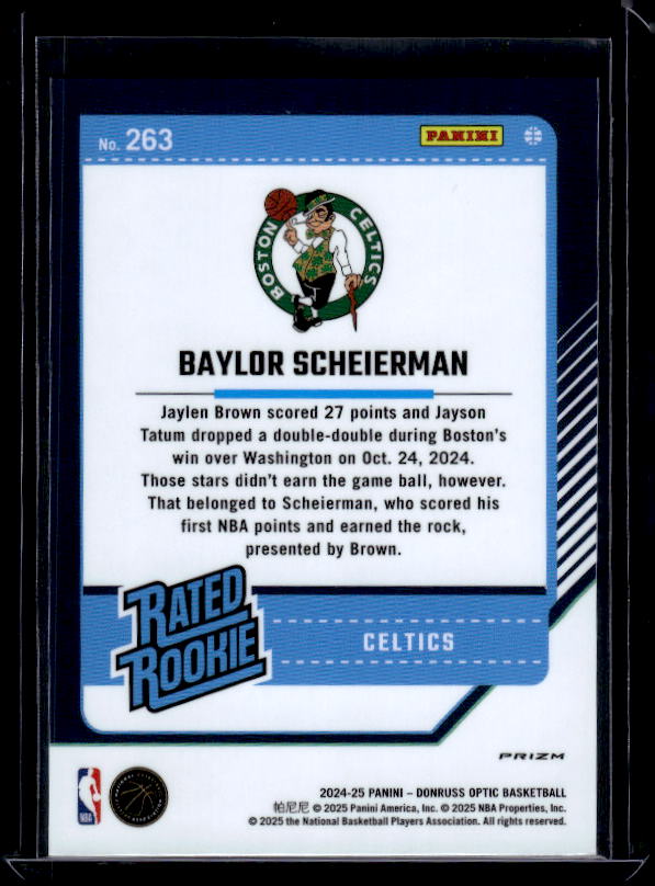 2024-25 Donruss Optic #263 Baylor Scheierman Holo