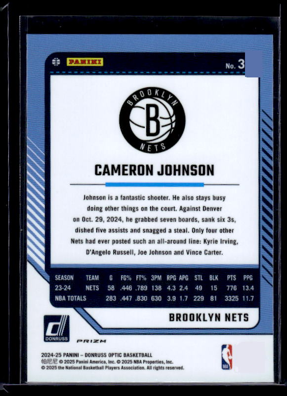 2024-25 Donruss Optic #35 Cameron Johnson Purple