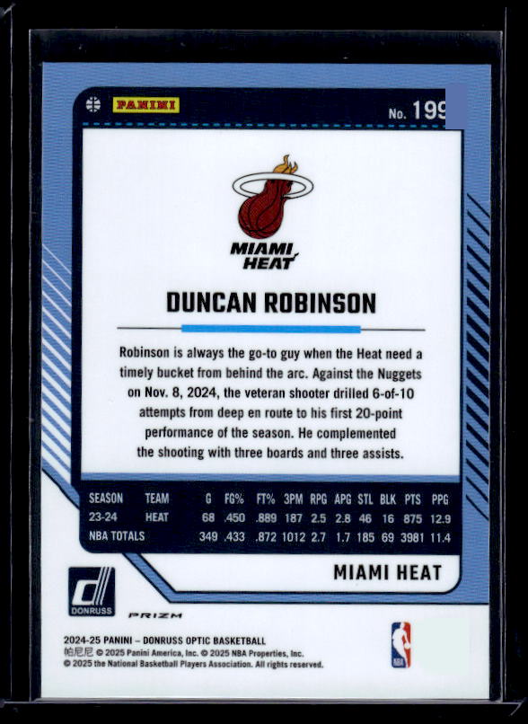 2024-25 Donruss Optic #199 Duncan Robinson Holo