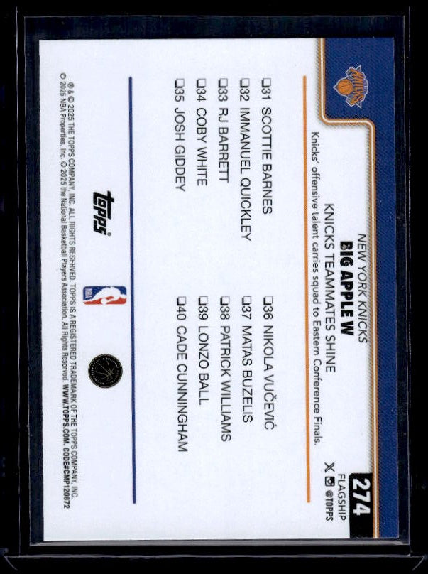 2025-26 Topps #274 Big Apple W: Knicks Teammates Shine Season Tip Off