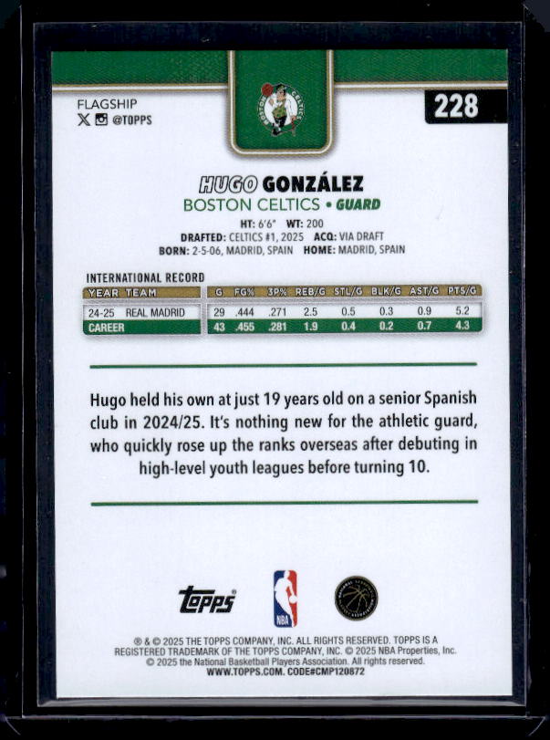 2025-26 Topps #228 Hugo González Season Tip Off