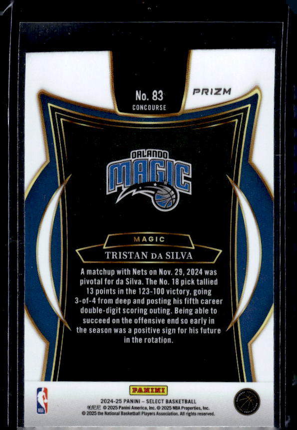 2024-25 Panini Select #83 Tristan da Silva Blue Prizm