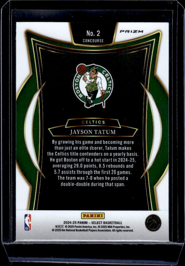 2024-25 Panini Select #2 Jayson Tatum Green White Purple Prizm