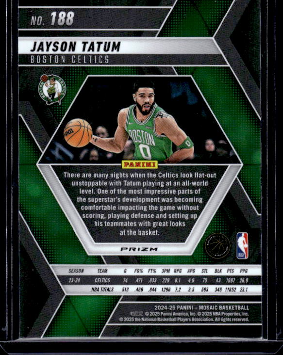 2024-25 Panini Mosaic #188 Jayson Tatum Mosaic