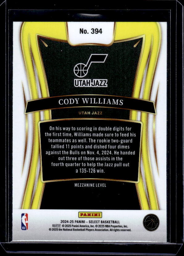 2024-25 Panini Select #394 Cody Williams