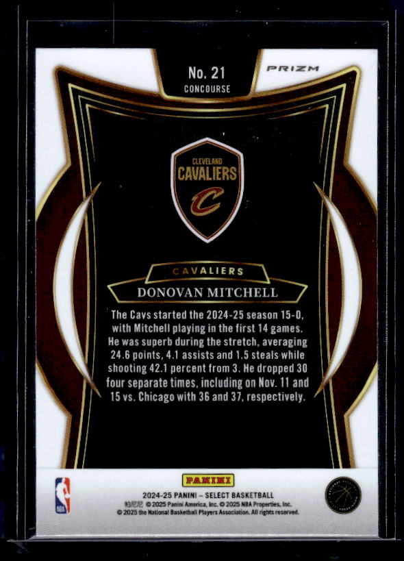 2024-25 Panini Select #21 Donovan Mitchell Blue Prizm