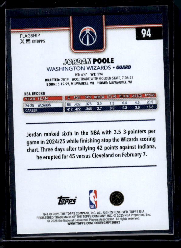 2025-26 Topps #94 Jordan Poole Season Tip Off