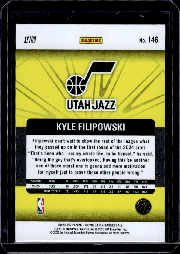 2024-25 Panini Revolution #146 Kyle Filipowski Astro