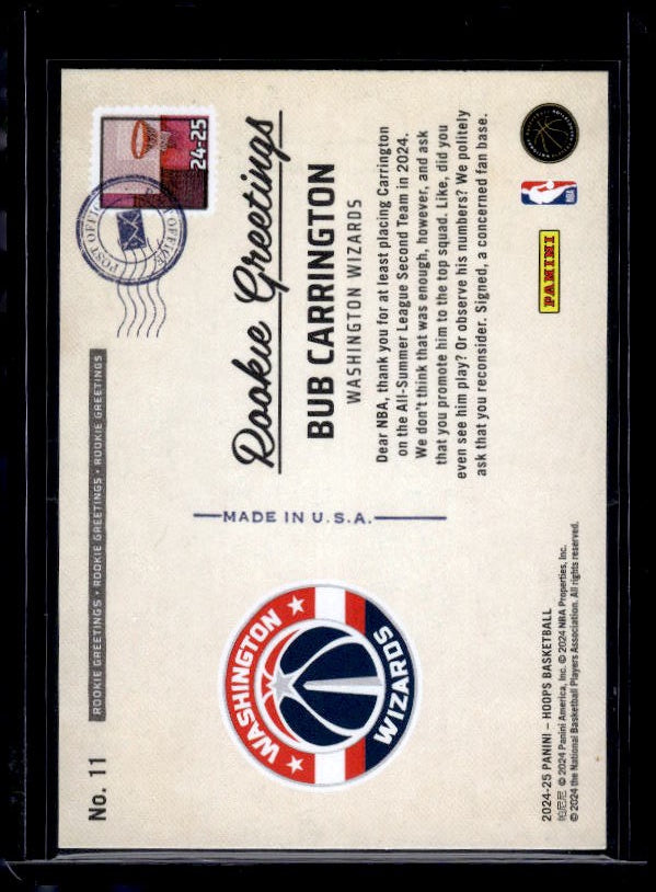2024-25 Hoops #11 Bub Carrington Rookie Greetings