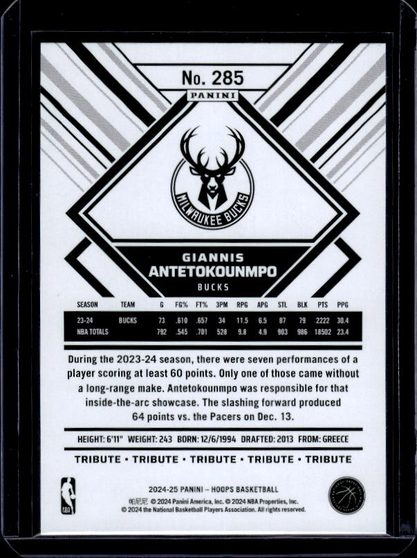 2024-25 Hoops #285 Giannis Antetokounmpo