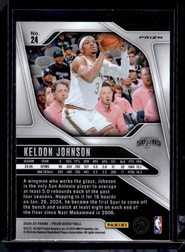 2024-25 Panini Prizm #24 Keldon Johnson Prizms Orange Ice