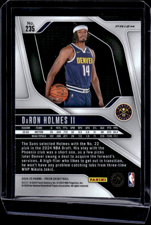 2024-25 Panini Prizm #235 DaRon Holmes II Prizms Orange Ice
