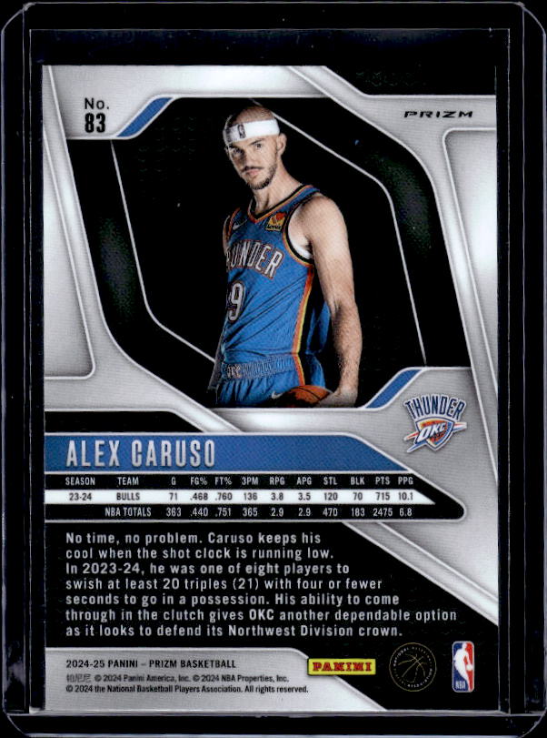 2024-25 Panini Prizm #83 Alex Caruso Prizms Orange Ice
