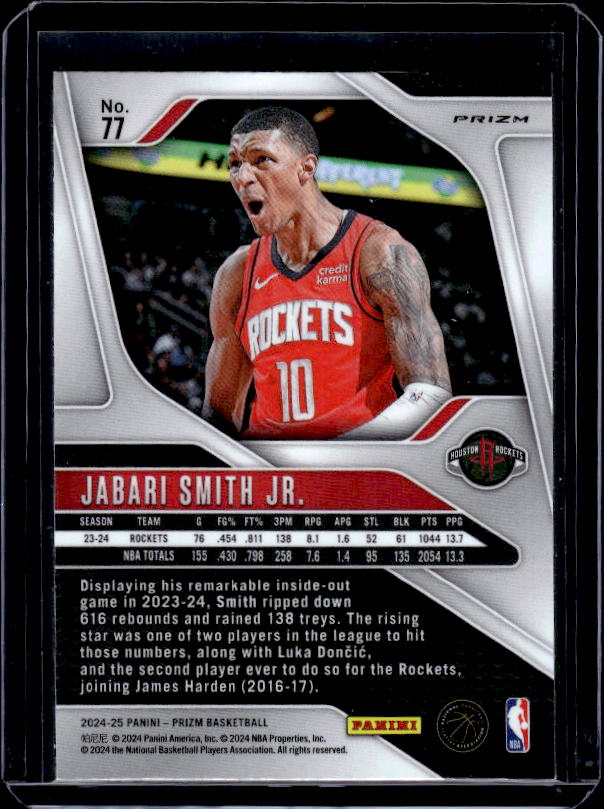 2024-25 Panini Prizm #77 Jabari Smith Jr. Prizms Orange Ice