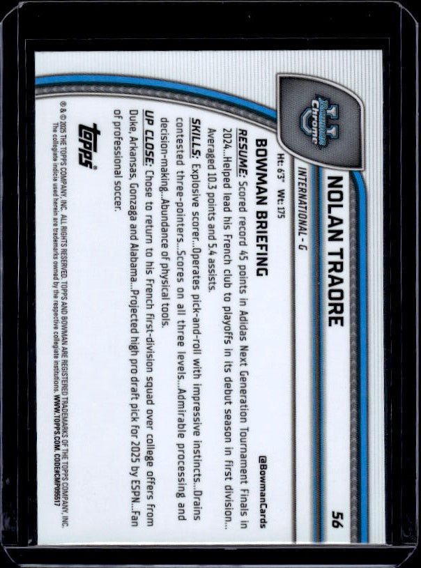 2024-25 Bowman University Chrome #56 Nolan Traore