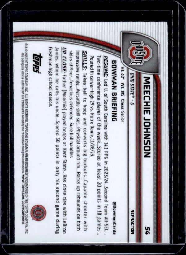 2024-25 Bowman University Chrome #54 Meechie Johnson Refractor
