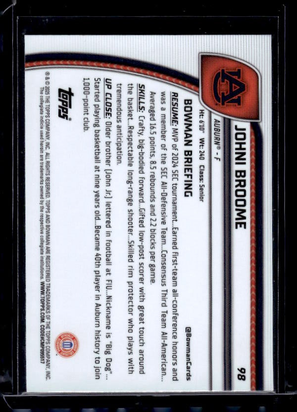 2024-25 Bowman University Chrome #98 Johni Broome