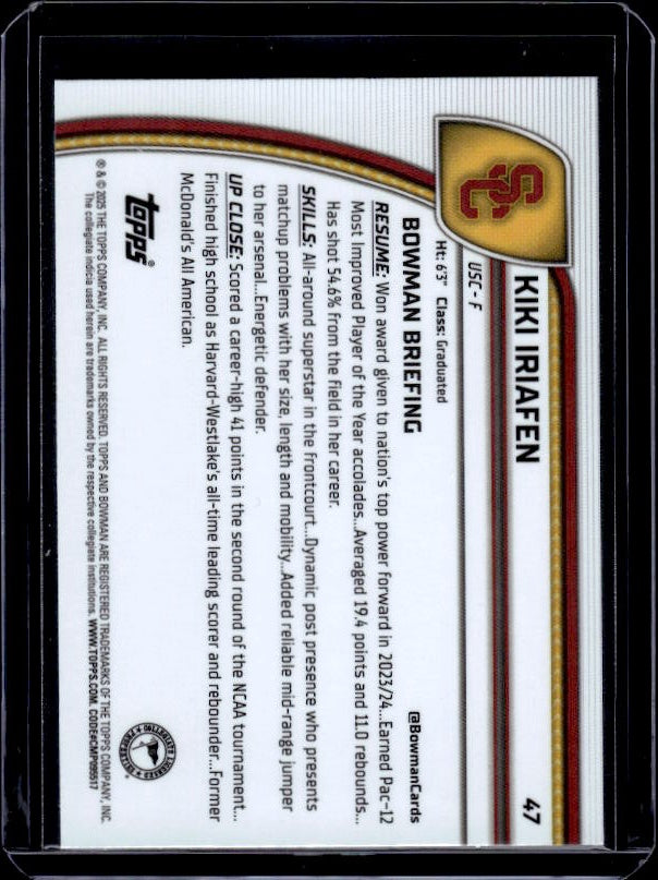 2024-25 Bowman University Chrome #47 Kiki Iriafen